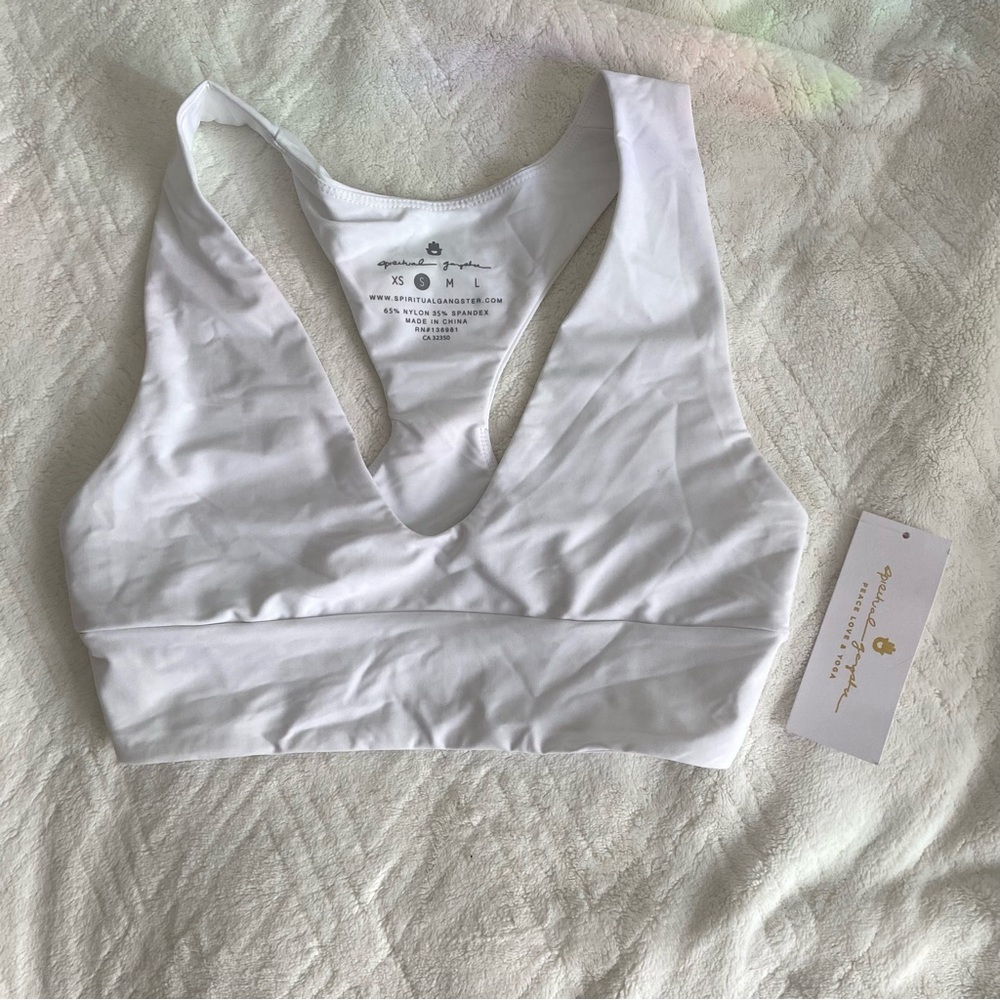 Spiritual Gangster White Racerback Sports Bra